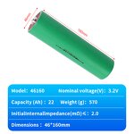 Cylindrical Lifepo4 Battery Manufacturer - 46160 3.2V 22Ah 20Ah 33140 40135 Rechargeable for Solar Energy Electric Car