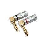 Banana Plug Manufacturer - Copper Gold-Plated 90 Degree Welding Free 4MM Elbow Red Black Circle Audio Speaker Cable L-shaped