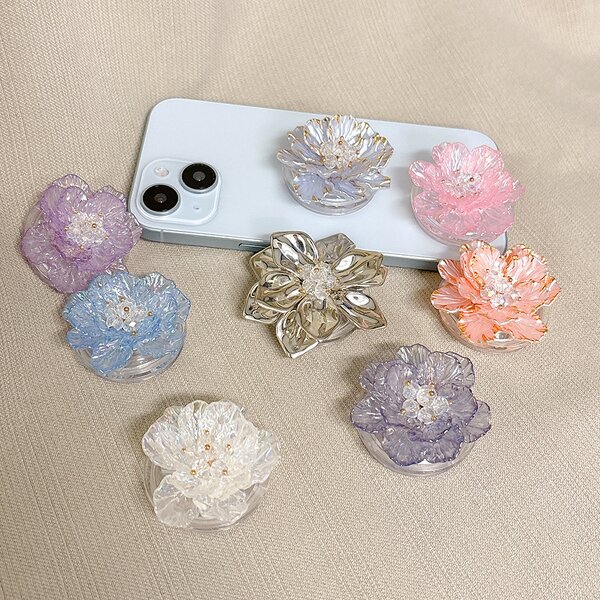 Mobile Phone Desktop Holder Manufacturer - Luxury Flower Sticky Korean Ins Style Telescopic Socket Holder