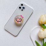 Cute PVC Smartphone Stand Manufacturer - 2025 Glitter Smile Cartoon Movable Desk with PC Griptok Socket Holder