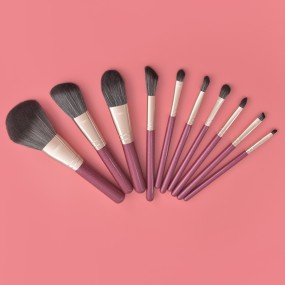 Wooden Makeup Brush Set Factory - 10pcs Professional Own Brand Custom Multi-functional