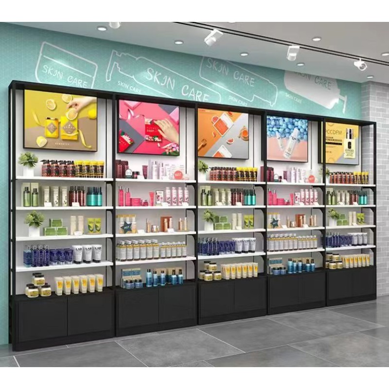Cosmetics Display Rack Factory - with Cabinets Light Window Customization
