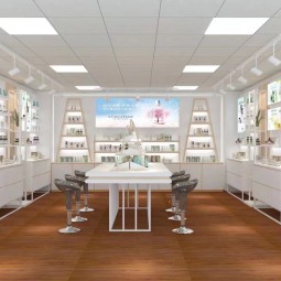 化妆品展示架生产商-零售店储物设计壁挂柜