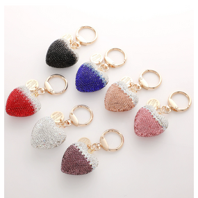 Keychain Manufacturer - Two-Tone Rhinestone Heart Fashionable Love Shape Bag Charm Cute Metal for Women Girls