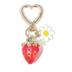 Keychain Manufacturer - New Acrylic Heart Transparent Kawaii Strawberry Flower Design Sweet Keyring for Women