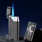 Metal Lighter Manufacturer - Wholesale Laser Custom Blue Flame Windproof Gas for Cigarette