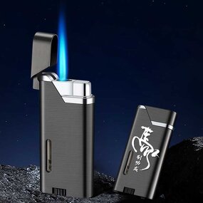Metal Lighter Manufacturer - Wholesale Laser Custom Blue Flame Windproof Gas for Cigarette