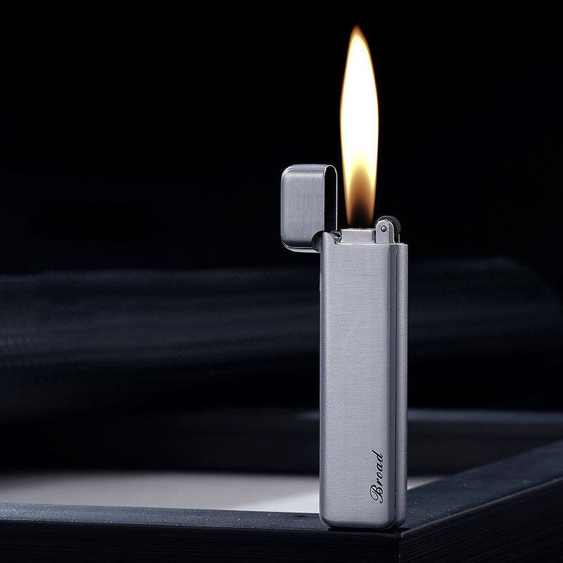 Inflatable Lighter Manufacturer - Classic Style Slender Long Metal Portable Open Flame Fashionable for Smoking Grinding Wheels