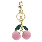 Keychain Manufacturer - Creative Plush Cherry Metal Pendant Double-Leaf Fruit Bag Ornament Flocking for Key Organizer