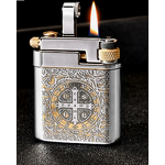 Kerosene Lighter Manufacturer - Constantine Men's Windproof Flint with Fine Engraving on White Copper