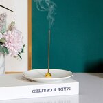 Incense Stick Burner Manufacturer - Modern Simple White Gold with Ash Catcher Middle East Arab Ceramic Holder