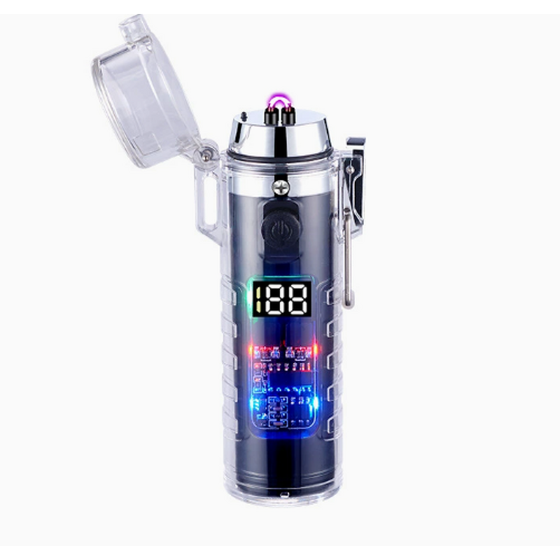 Dual-Use Arc Lighter Manufacturer - Transparent with Type-C Charging LED Flashlight Modern Design USB for Camping Hiking