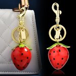 Keychain Manufacturer - Cute Metal Strawberry Pendant for Women Fruit-Themed Accessory