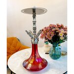 Hookah Set Manufacturer - Large Size Four Pipe Stainless Steel Metal Color