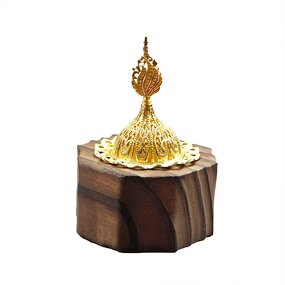 Aromatherapy Stove Manufacturer - Arabic Style Nordic Minimalist Octagon Wood Ramadan Incense Burner Gold Metal