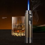 Cigar Lighter Manufacturer - Honest New Inflatable Blue Flame 7.5MM Cigar Drill Windproof with Hidden Cigar Needle