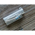 Lighter Case Manufacturer - Feather Pattern 3D Embossed with Turquoise Inlaid Protective Shell for J5 Lighters