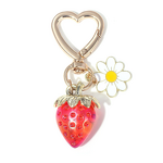 Keychain Manufacturer - New Acrylic Heart Transparent Kawaii Strawberry Flower Design Sweet Keyring for Women