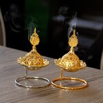 Incense Burner Manufacturer - 2023 New Style Mini Small Gold Metal Middle Eastern Arab Luxury Popular Beauty Circle