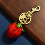 Keychain Manufacturer - Cute Metal Strawberry Pendant for Women Fruit-Themed Accessory