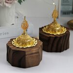 Aromatherapy Stove Manufacturer - Arabic Style Nordic Minimalist Octagon Wood Ramadan Incense Burner Gold Metal