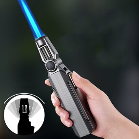 Cigar Lighter Manufacturer - Jobon Folding Windproof Adjustable Strong Blue Flame Metal with Modern Design for Outdoor Camping