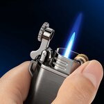 Metal Lighter Manufacturer - Wholesale Grinding Wheel Blue Flame Windproof Gas for Cigarette