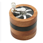 Herb Grinder Manufacturer - Wholesale 4-Layer 67mm Aluminum Alloy with New Wooden Hand Crank Cone Shape