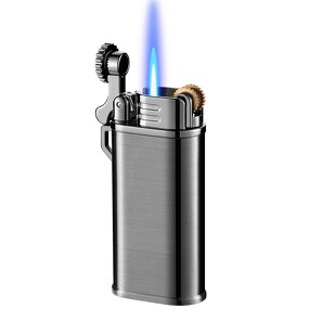 Metal Lighter Manufacturer - Wholesale Grinding Wheel Blue Flame Windproof Gas for Cigarette