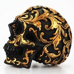 Home Decoration Manufacturer - Halloween Table Decorative Resin Skull Bone Skeletons Golden Carving Horror Buddhist Religious