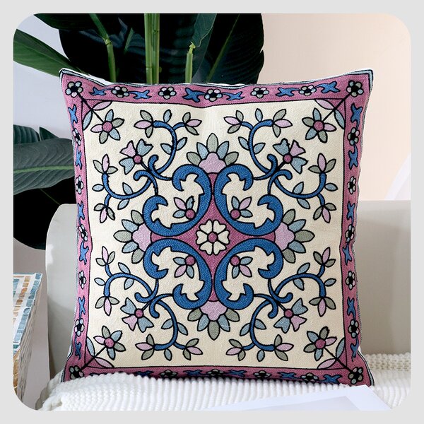 Pillow Cover Manufacturer - American Style Embroidered with Retro Pattern Embroidery Ethnic Style Sofa Cushion Bedroom