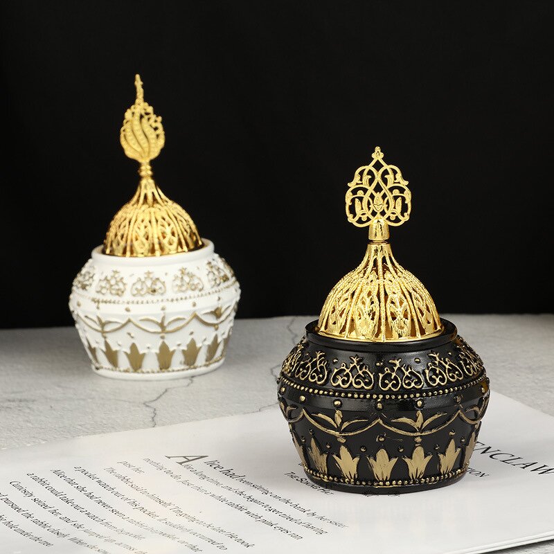 Incense Burner Manufacturer - Arabian Style Creative Home Decoration Hollow Pot Cover Resin Ornaments Aromatherapy Stove