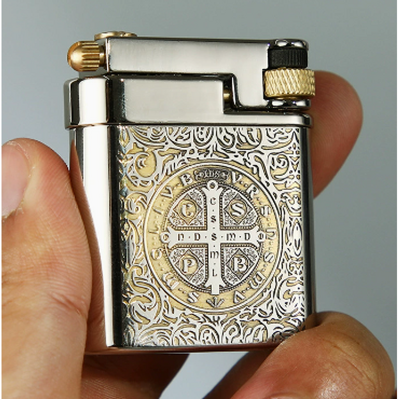 Kerosene Lighter Manufacturer - Constantine Men's Windproof Flint with Fine Engraving on White Copper