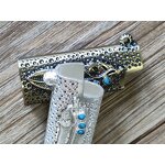 Lighter Case Manufacturer - Feather Pattern 3D Embossed with Turquoise Inlaid Protective Shell for J5 Lighters