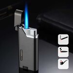 Metal Lighter Manufacturer - Wholesale Laser Custom Blue Flame Windproof Gas for Cigarette