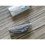 Lighter Case Manufacturer - Feather Pattern 3D Embossed with Turquoise Inlaid Protective Shell for J5 Lighters