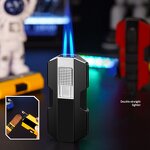 Inflatable Lighter Manufacturer - Classic Design Double Straight Punch with Cigar Knife Hole Opener Battleship Mecha Shape