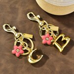 Bag Pendant Keychain Manufacturer - Letter B and C Cute Flower Metal Keychain