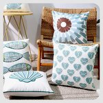 Pillow Cover Manufacturer - Embroidered Blue Geometric Simple Sofa Home Decoration 18x18 Customized Wholesale