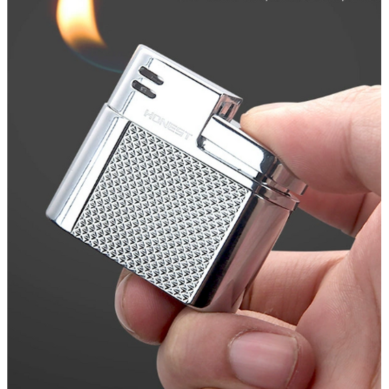 Lighter Manufacturer - Baicheng Vintage Retro Angled Flame Pipe Unique Gift for Men with Classic Design Oil Windproof