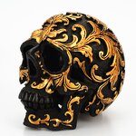 Home Decoration Manufacturer - Halloween Table Decorative Resin Skull Bone Skeletons Golden Carving Horror Buddhist Religious