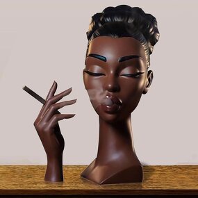 Incense Burner Manufacturer - Home Decoration Figure Sculpture Office Black Woman Smoking Censer Resin Crafts