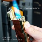 Inflatable Windproof Lighter Manufacturer - High-Power Direct Charge Modern Four-Fire with Cigar Knife Stand Gift Box