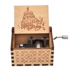 Wooden Music Box Manufacturer - Vintage Square Rotating Hand-Cranked with Happy Birthday Music Wholesale Painted