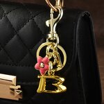 Bag Pendant Keychain Manufacturer - Letter B and C Cute Flower Metal Keychain