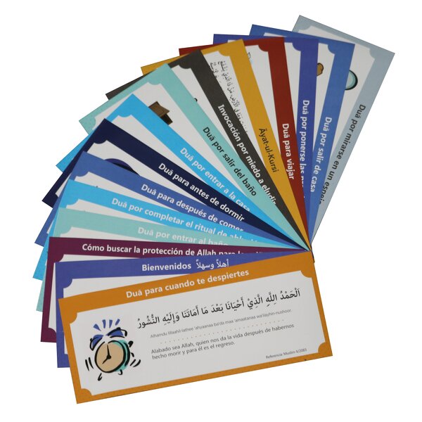 Sticker Manufacturer - Spain Language and Arabic Quotes 19 Pcs Muslim Family Dua Islam Kids Education Learning Cards