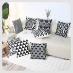 Embroidery Pillow Manufacturer - Black and White Geometric Modern Minimalist Sofa Pillowcase Embroidered Headboard