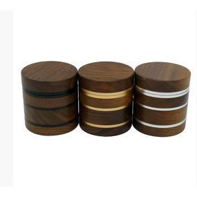 Tobacco Grinder Manufacturer - Modern 4-Layer with Walnut Wood and Aluminum Alloy 63 mm Cone Shape