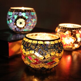 Candle Holder Manufacturer - European Style Retro Romantic Mosaic Glass Jar Decorative Hollow for Home Decor