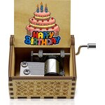 Wooden Music Box Manufacturer - Vintage Square Rotating Hand-Cranked with Happy Birthday Music Wholesale Painted